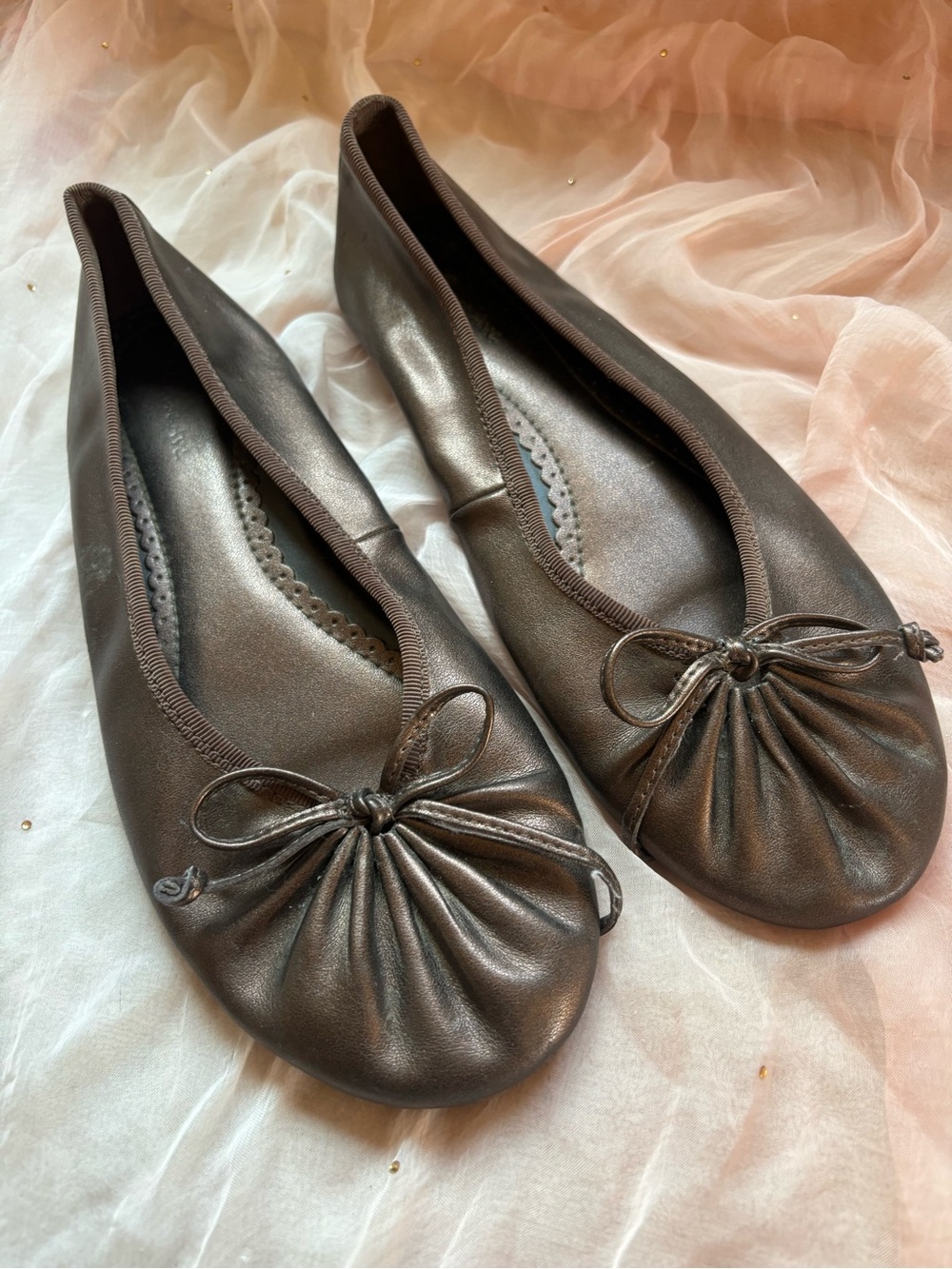 Melrose Ave Y2K 2000s Classic Brown Bronze Bow Ballet Fairy Coquette Flats 8